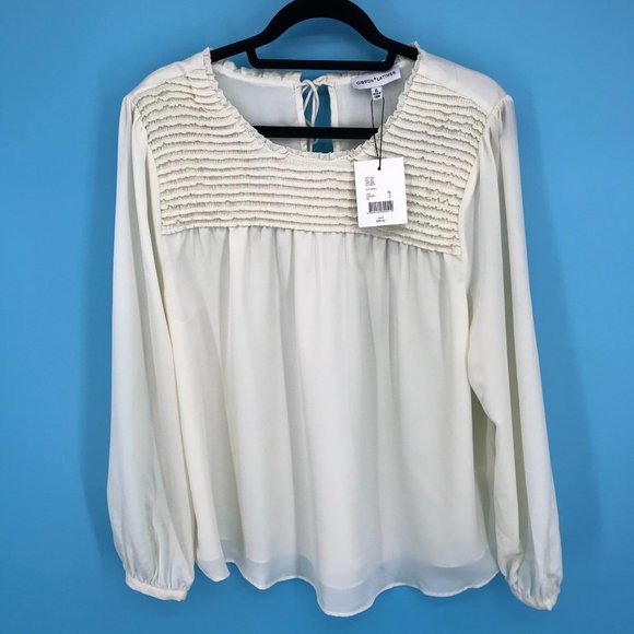 Gibson Latimer Tops - NWT Gibson Latimer Smocked Lace Up Back Blouse XL